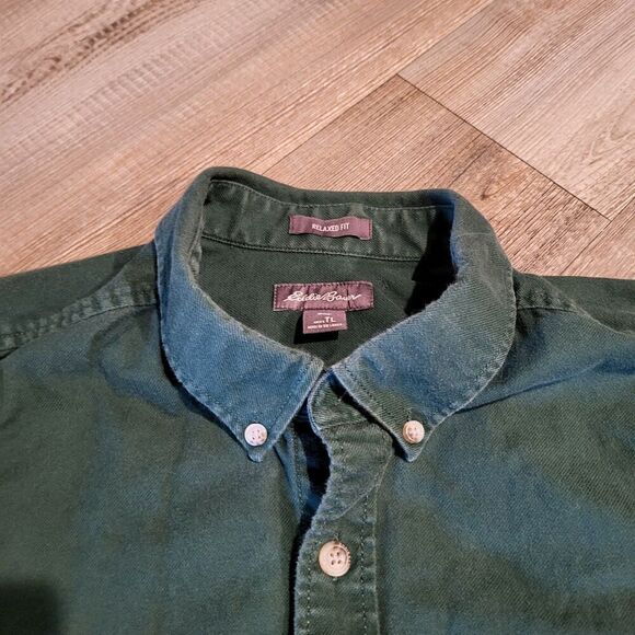 Eddie Bauer Relaxed Fit Button Up Heavy Weight Flannel Shirt Men Size Large Tall - Picture 4 of 9